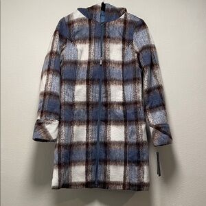 Jones New York Blue and Brown Plaid Teddy Jacket